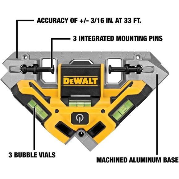 DEWALT DW0802 33'. Laser Square, Yellow - Picture 1 of 6